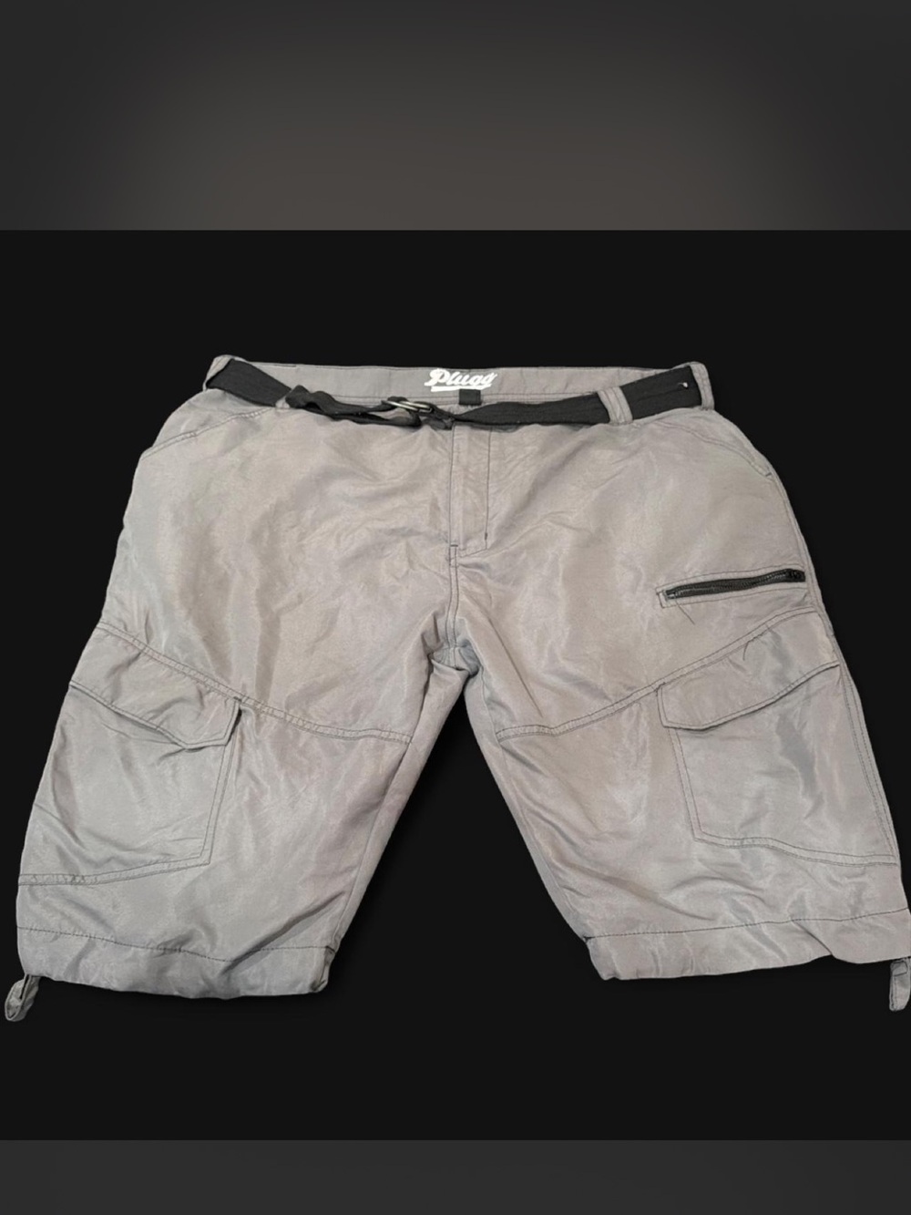 Plugg Men's Gray Utility Cargo Shorts with Webbing Belt